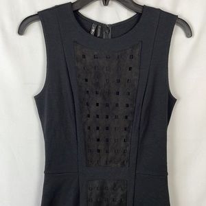 7 For All Mankind Black Sleeveless Dress w/Leather Detail Down Front - Size XS